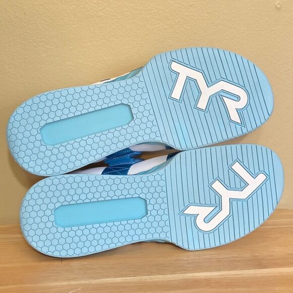 TYR L-1 Lifter Weightlifting Shoes White Turquoise Blue Men's Size 10.5 - Picture 6 of 7